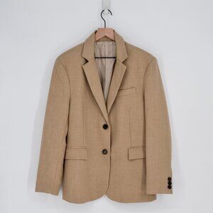 Kiki Love Single Breasted Blazer Jacket Two Button Lapel in Camel Tan Women's S